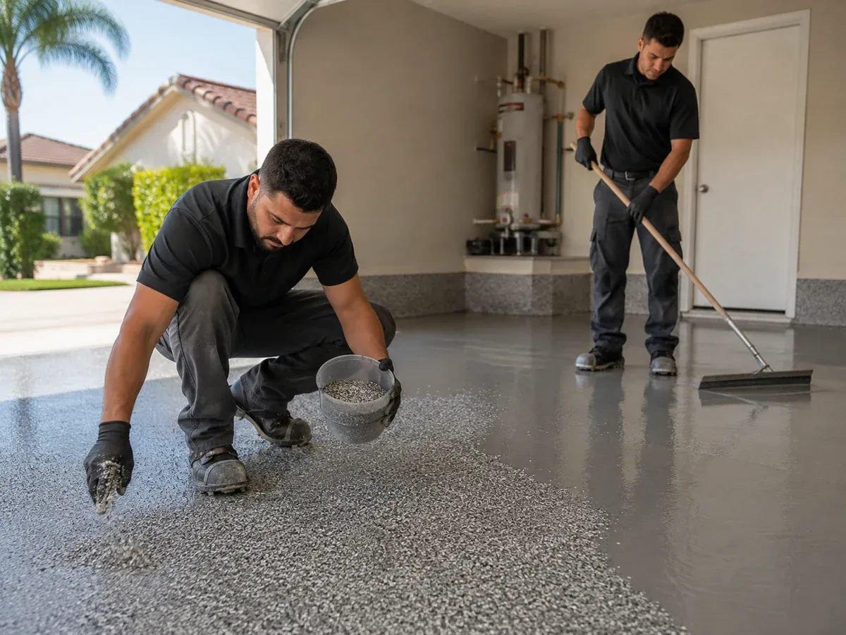 1Day Garage Epoxy garage floor installation crew, Orange County, CA