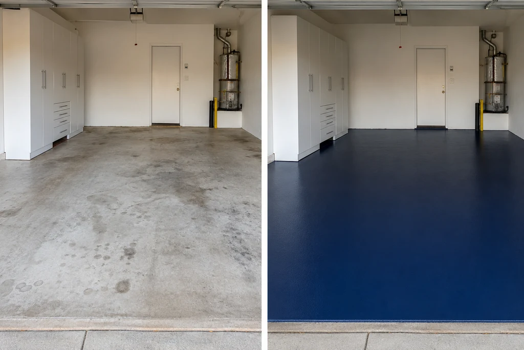 Flake epoxy garage floor, Irvine