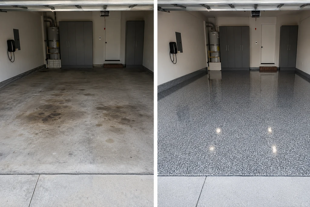 Polyaspartic-coated garage floor, Santa Ana