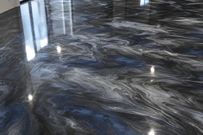 Metallic epoxy garage floor finish by 1Day Garage Epoxy